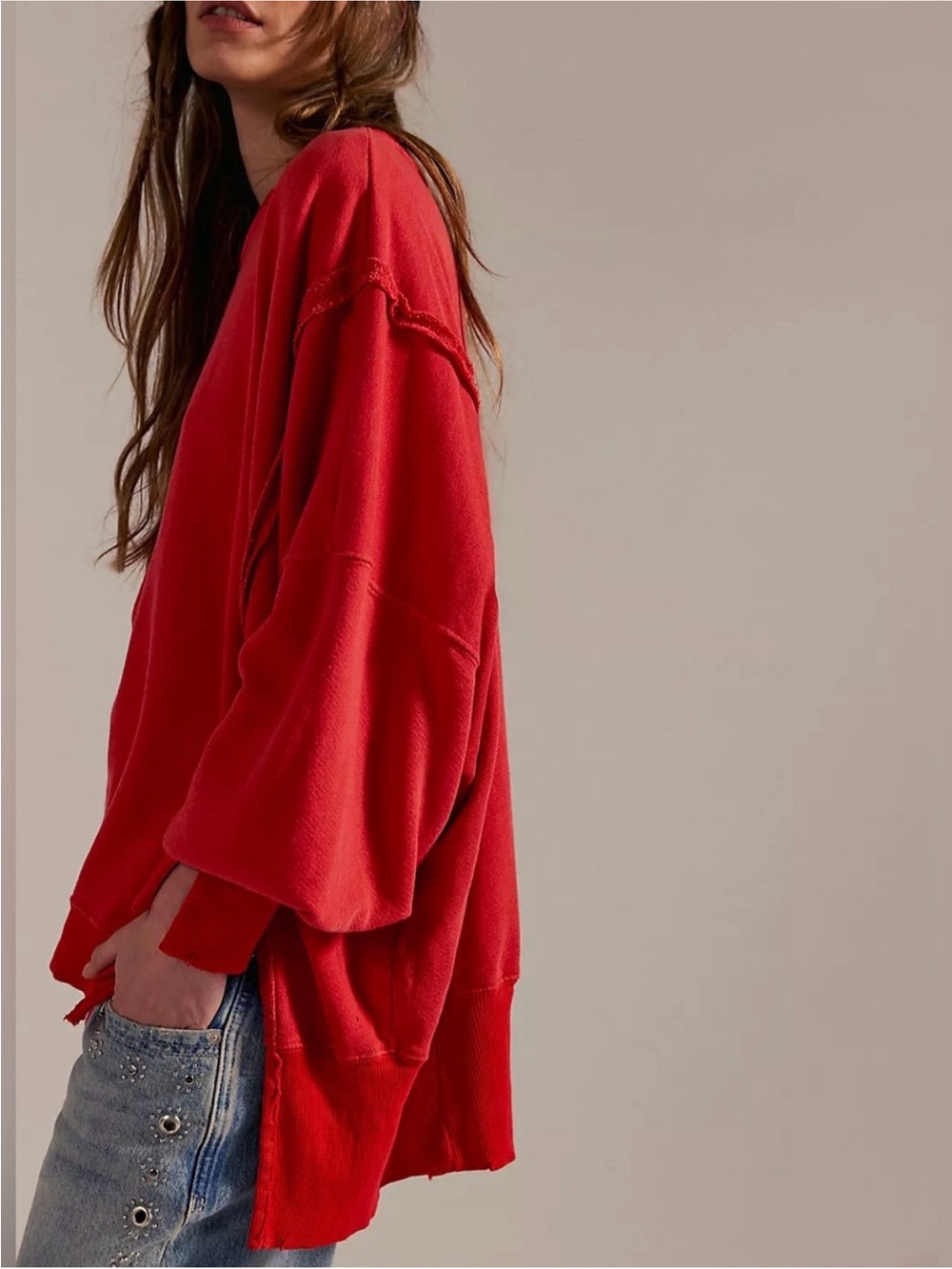 NWT Free People We The Free Camden Sweatshirt - flame red - XS, Small, Medium - Picture 3 of 10